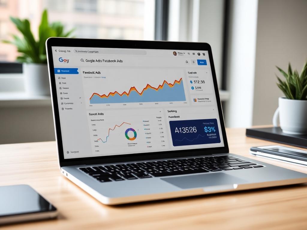Google and Facebook ads dashboard showing performance